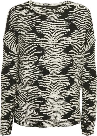 Maje Gebreide top met zebraprint - Zwart
