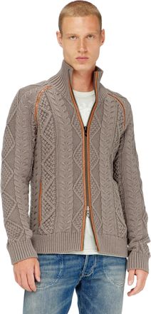 Diesel Zip cardigan in cable knit - Knitwear - Man - Grey