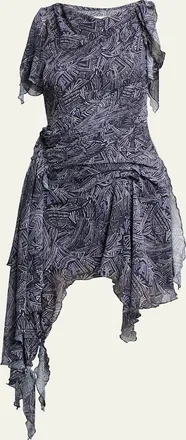 Isabel Marant Trysha Asymmetric Draped Silk Mini Dress