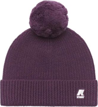K-Way Rib Knit Beanie - unisex - Hoeden - Paars - ONE Size - Wol - Accessoires