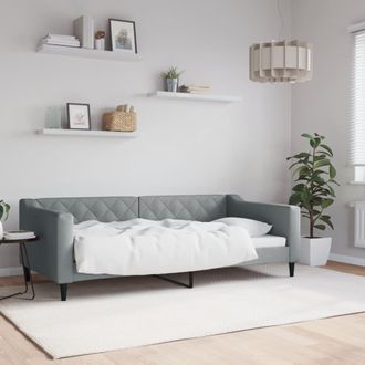 vidaXL Sof&aacute; Cama Sin Colch&oacute;n Tela Gris Claro 90x190 Cm Vidaxl