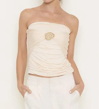 FORE COLLECTION Shell Strapless Top In Beige