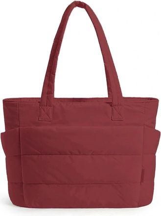 Generic Tote Bag for Women, Lightweight Quilted Puffer Work Tote with Zipper and Laptop Compartment, Large Puffy Travel Shoulder Handbag for School, Gym, and 