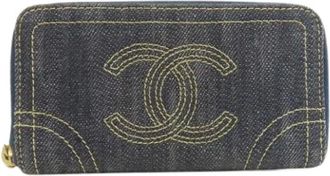 Chanel Pre-owned Wallets, female, Blue, Size: ONE SIZE Pre-owned Denim Wallet