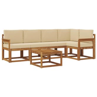 vidaXL Conjunto De Sof&aacute;s De Exterior Con Coj&iacute;n 6 Pcs Natural Y Beige Vidaxl