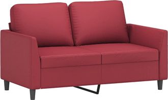vidaXL Sof&aacute; De 2 Plazas De Cuero Sint&eacute;tico Rojo Vino 120 Cm Vidaxl