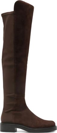 Stuart Weitzman suede stretch-knit boots - women - Rubber/Calf Suede/Calf Leather/Fabric - 39,5 - Brown