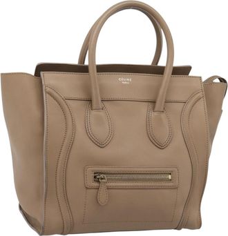 Celine Shopper Luggage Leather Beige Leather Handbag (Pre-Owned)