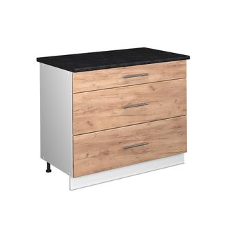 Vicco Mueble Bajo De Cocina Fame-line, Roble Dorado/blanco, 100 Cm, Et Antracita, Vicco