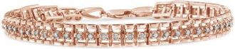House of Brilliance Silver 2.0 Cttw Diamond Double-Link Tennis Bracelet in Rose Gold Over Silver at Nordstrom