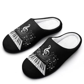 Generic Piano Music Note Womens Slippers Warm House Slippers Indoor House Shoes with Anti-Skid Rubber Sole