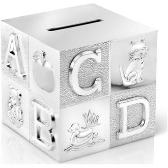 Zilverstad Hucha De Plata Para Ni&ntilde;os, Regalo Elegante, Cubo Abc Tama&ntilde;o: 81x83x77 Mm Sku: Zva6016260