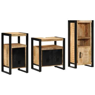 vidaXL Juego De Muebles De Ba&ntilde;o 3 Uds. Marr&oacute;n Y Negro 55 X 35 X 60 Cm Vidaxl