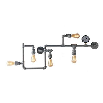 Netlighting Amarcord Pipe Effect Mutli Arm Flush Ceiling Lamp Zinc E27 in Grey