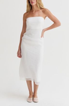 Crescent Organza Tube Midi Dress in White at Nordstrom, Size X-Small