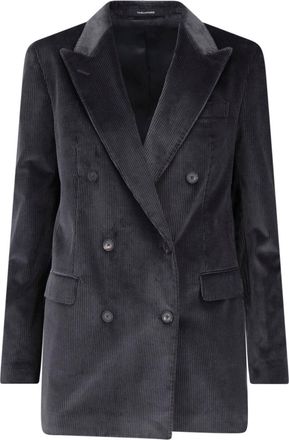 Tagliatore Dark Grey Corduroy Double-Breasted Blazer