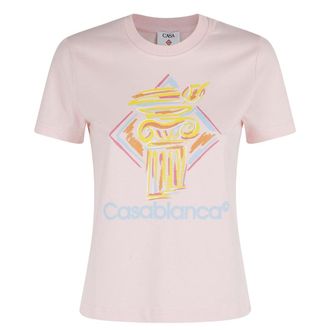 Casablanca Mens Diamond Column Pink T-shirts Cotton - Size X-Large