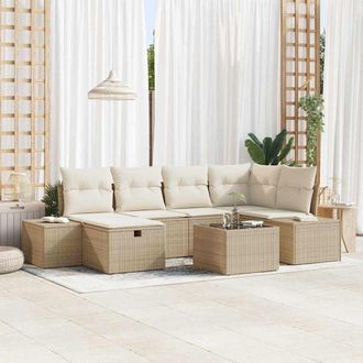 vidaXL Vidaxl - Conjunto De Sof&aacute; De Jard&iacute;n 7 Pcs Beige 55 X 62 X 69 Cm