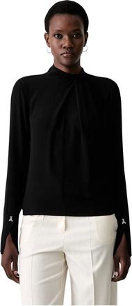 Patrizia Pepe Overhemden, Dames, Zwart, L, Blouse met opstaande kraag