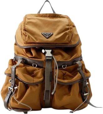 Prada Pre-owned Vintage Rugzak - Dames - Vintage Rugzakken - Bruin - ONE Size - Leer - Vintage