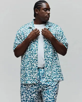 Psycho Bunny Mens Big And Tall Josh Jacquard Shirt 406 MALLARD BLUE / 1XLT