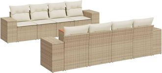 vidaXL Set De Sof&aacute;s De Jard&iacute;n 9 Pzas Con Cojines Rat&aacute;n Sint&eacute;tico Beige Vidaxl