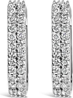 House of Brilliance 10K Gold 1/4 Cttw Lab Grown Diamond Double Row Huggie Hoop Earrings in White at Nordstrom