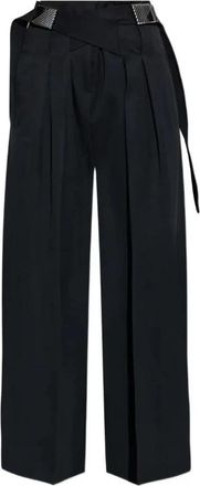 The Attico Long Pant - Dames - Wijde Broeken - Zwart - S - Leer - Broeken