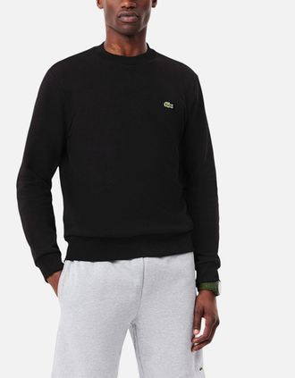 Lacoste Mens Lacoste Mens Sweatshirt Crew Neck Fleece Cotton Jumper - Black - Size: 40