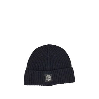 Stone Island Virgin wool beanie hat with logo patch Man One Size