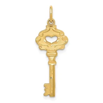 Diamond2Deal 14k Yellow Gold Polished Fancy Edge Key Charm