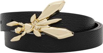 Patrizia Pepe Cintur&oacute;n de Cuero Negro con Hebilla de Mosca - Accessories - Mujer - Negro - XS