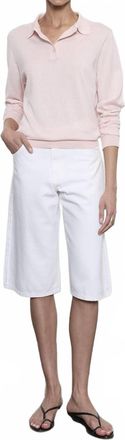 Enza Costa Silk Knit Polo In Pale Pink