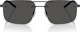 Moncler 56mm Rimless Rectangular Sunglasses in Matte Black at Nordstrom