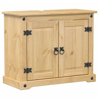 Berkfield Home Bathroom Sink Cabinet Corona 73x33x60 cm Solid Wood Pine in Tan | Size: 73 x 33 x 60 cm