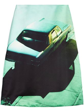 Jil Sander printed satin skirt - Green