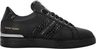 Philipp Plein Schoenen, unisex, Zwart, 45 EU, Leer, Low Top Sneakers