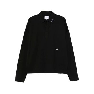 Rhude Truien & Vesten, Heren, Blauw, M, Katoen, Polo shirt met lange mouwen en geborduurd logo