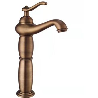 OEM Robinet Lavabo - Laiton Massif - Monocommande - Finition Vieillie - Eau Chaude Froide - Pour Salle De Bain - 1 Pi&egrave;ce