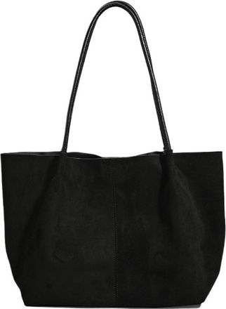 Generic Compatible For Fall Winter Suede Leather Tote Bag Simple Handbag Large Capacity Casual Single Shoulder(Black B)