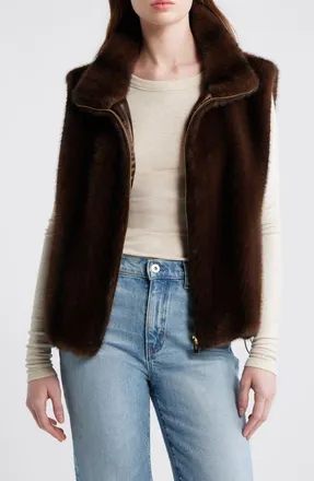 Via Spiga Faux Fur Vest in Chocolate at Nordstrom, Size Xx-Large