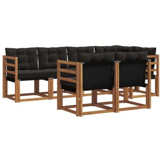 vidaXL Conjunto De Sof&aacute;s De Exterior Con Coj&iacute;n 7 Pcs Natural Y Negro Vidaxl