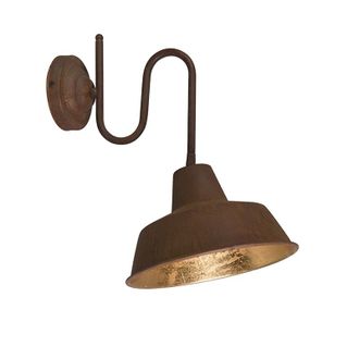 QAZQA Qazqa R&uacute;stico Aplique Industrial &Oacute;xido Con Interior Dorado - Factory Acero Redonda Adecuado Para Led Max. 1 X 25 Watt