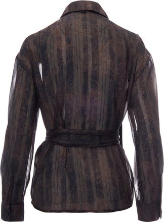 Liu Jo Womens Shirt Digital Dark Brown Cashmere Polyester Metallised