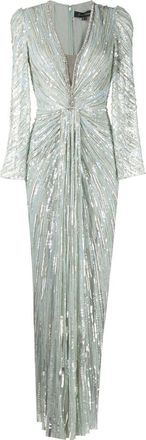 Jenny Packham Darcy sequin-embellished dress - women - Polyester - 10 - Green