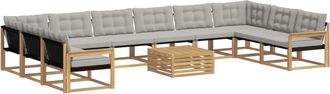 vidaXL Conjunto De Sof&aacute;s De Exterior 11 Uds. Blanco Y Gris Claro Vidaxl