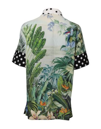 Dolce & Gabbana Multicolor Printed Silk Collared Shirt Womens Top