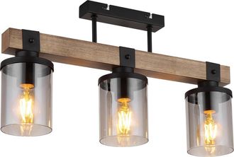 Globo Lighting Plafoniera - Lila - Naturale Nero - Vetro Legno Vetro