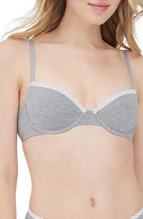 Skarlett Blue Adorned Cotton Underwire Bra in Heather Grey/ivory at Nordstrom, Size 36Ddd