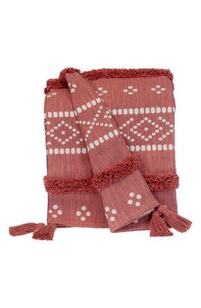 Parkland Collection Niko Geometric Tassel Trim Throw Blanket in Pink at Nordstrom Rack